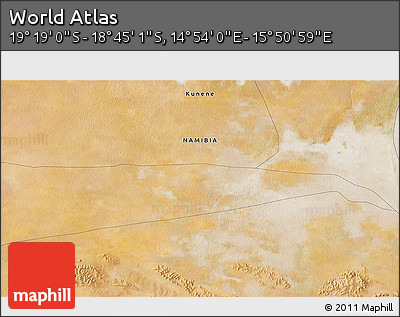 Satellite 3D Map of the Area around 19° 2' 1" S, 15° 22' 30" E