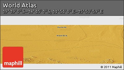 Physical Panoramic Map of the Area around 19° 2' 1" S, 15° 22' 30" E