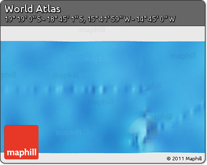 Physical 3D Map of the Area around 19° 2' 1" S, 15° 13' 29" W