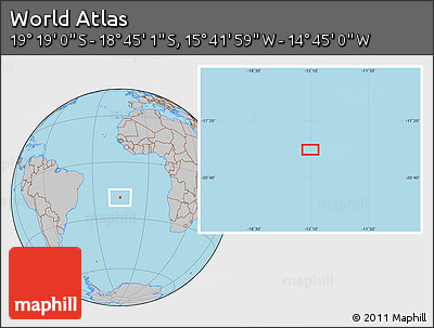 Gray Location Map of the Area around 19° 2' 1" S, 15° 13' 29" W