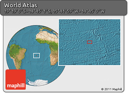 Satellite Location Map of the Area around 19° 2' 1" S, 15° 13' 29" W