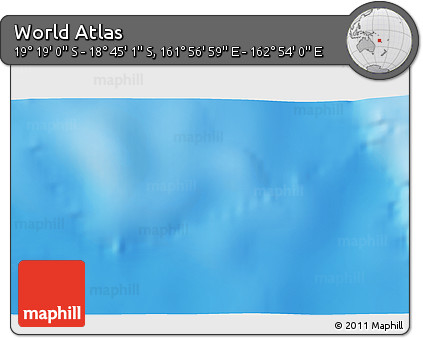 Physical 3D Map of the Area around 19° 2' 1" S, 162° 25' 30" E
