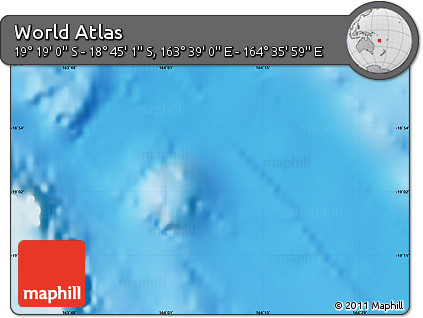 Physical Map of the Area around 19° 2' 1" S, 164° 7' 30" E