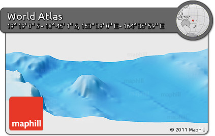 Physical Panoramic Map of the Area around 19° 2' 1" S, 164° 7' 30" E