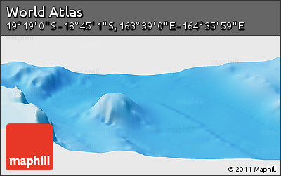 Physical Panoramic Map of the Area around 19° 2' 1" S, 164° 7' 30" E