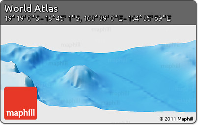 Physical Panoramic Map of the Area around 19° 2' 1" S, 164° 7' 30" E