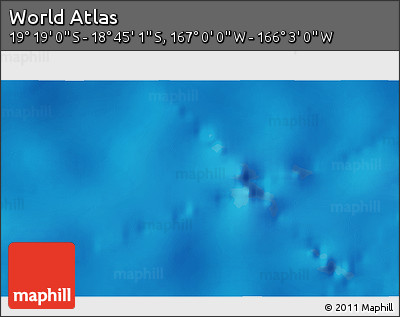 Physical 3D Map of the Area around 19° 2' 1" S, 166° 31' 30" W