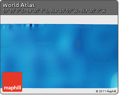 Shaded Relief 3D Map of the Area around 19° 2' 1" S, 168° 13' 29" W