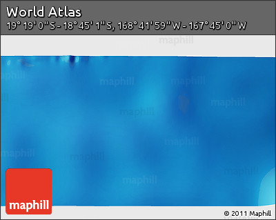 Shaded Relief 3D Map of the Area around 19° 2' 1" S, 168° 13' 29" W