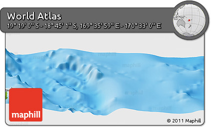 Physical Panoramic Map of the Area around 19° 2' 1" S, 170° 4' 29" E