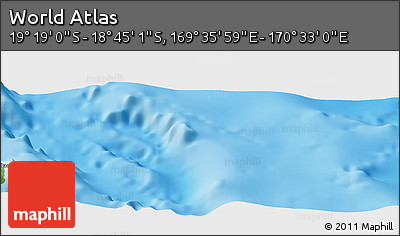 Physical Panoramic Map of the Area around 19° 2' 1" S, 170° 4' 29" E