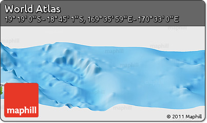 Physical Panoramic Map of the Area around 19° 2' 1" S, 170° 4' 29" E