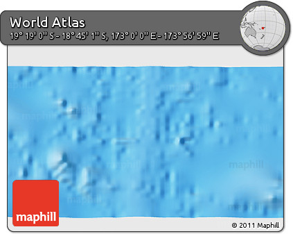 Physical 3D Map of the Area around 19° 2' 1" S, 173° 28' 29" E