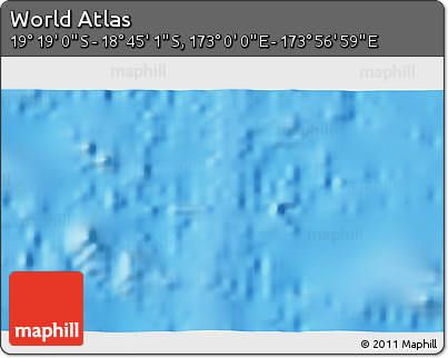 Physical 3D Map of the Area around 19° 2' 1" S, 173° 28' 29" E