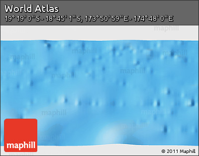 Physical 3D Map of the Area around 19° 2' 1" S, 174° 19' 29" E
