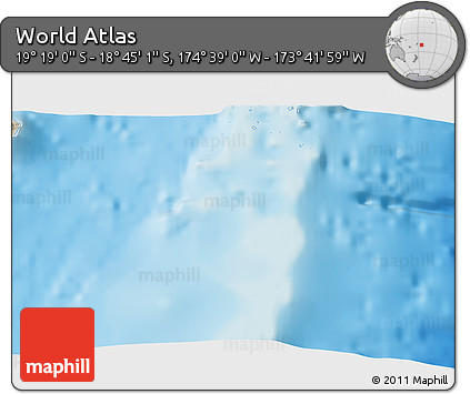 Shaded Relief 3D Map of the Area around 19° 2' 1" S, 174° 10' 30" W
