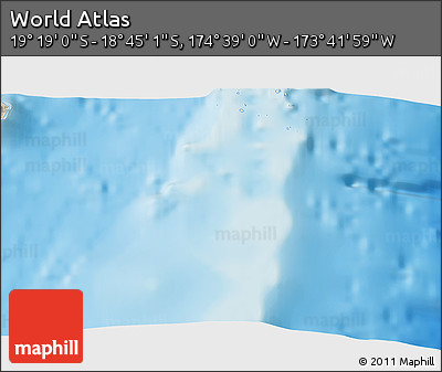 Shaded Relief 3D Map of the Area around 19° 2' 1" S, 174° 10' 30" W