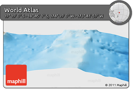 Shaded Relief Panoramic Map of the Area around 19° 2' 1" S, 174° 10' 30" W