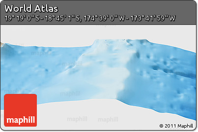 Shaded Relief Panoramic Map of the Area around 19° 2' 1" S, 174° 10' 30" W