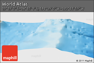 Shaded Relief Panoramic Map of the Area around 19° 2' 1" S, 174° 10' 30" W