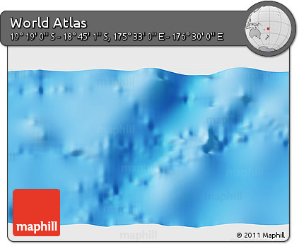 Physical 3D Map of the Area around 19° 2' 1" S, 176° 1' 30" E