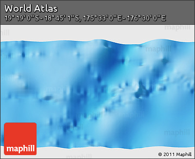Physical 3D Map of the Area around 19° 2' 1" S, 176° 1' 30" E