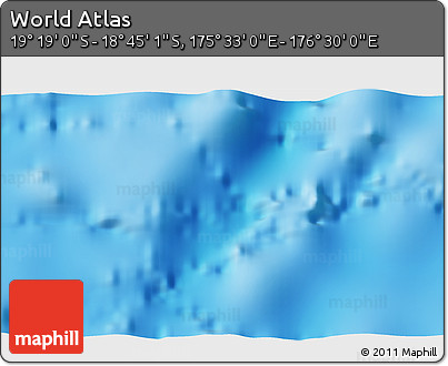 Physical 3D Map of the Area around 19° 2' 1" S, 176° 1' 30" E