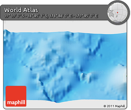 Physical 3D Map of the Area around 19° 2' 1" S, 179° 16' 30" E