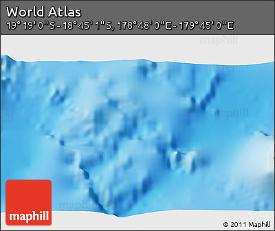 Physical 3D Map of the Area around 19° 2' 1" S, 179° 16' 30" E