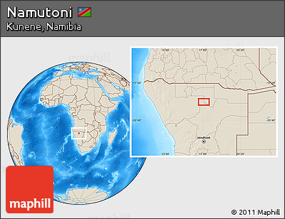 Shaded Relief Location Map of Namutoni