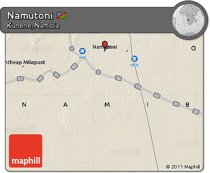 Shaded Relief Map of Namutoni