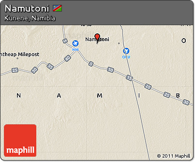 Shaded Relief Map of Namutoni