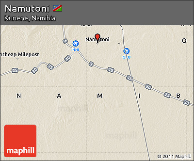 Shaded Relief Map of Namutoni