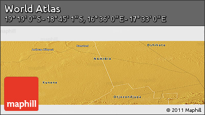 Physical Panoramic Map of the Area around 19° 2' 1" S, 17° 4' 30" E