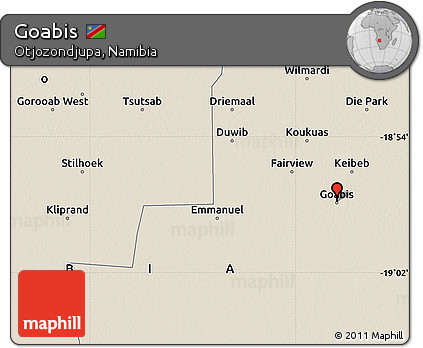 Shaded Relief Map of Goabis