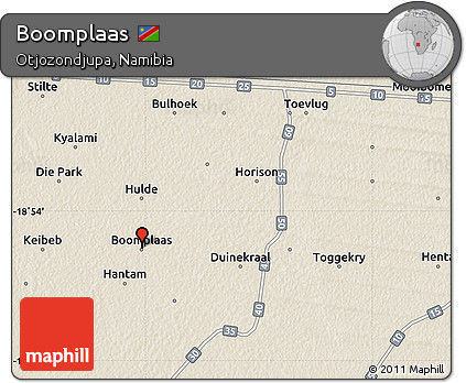 Shaded Relief Map of Boomplaas