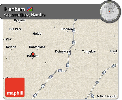 Shaded Relief Map of Hantam