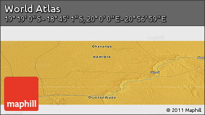 Physical Panoramic Map of the Area around 19° 2' 1" S, 20° 28' 30" E