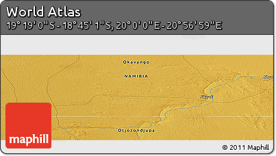 Physical Panoramic Map of the Area around 19° 2' 1" S, 20° 28' 30" E