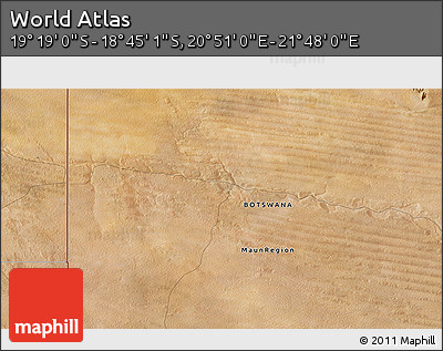Satellite 3D Map of the Area around 19° 2' 1" S, 21° 19' 30" E