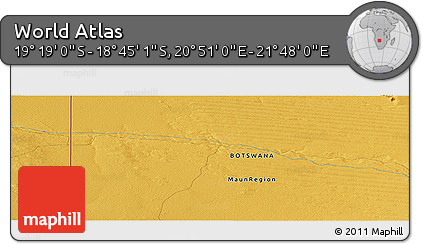 Physical Panoramic Map of the Area around 19° 2' 1" S, 21° 19' 30" E
