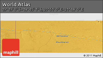 Physical Panoramic Map of the Area around 19° 2' 1" S, 21° 19' 30" E