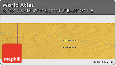 Physical Panoramic Map of the Area around 19° 2' 1" S, 21° 19' 30" E