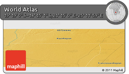 Physical Panoramic Map of the Area around 19° 2' 1" S, 24° 43' 30" E
