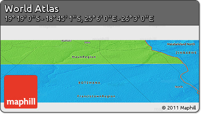 Political Panoramic Map of the Area around 19° 2' 1" S, 25° 34' 30" E