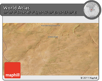 Satellite 3D Map of the Area around 19° 2' 1" S, 26° 25' 29" E