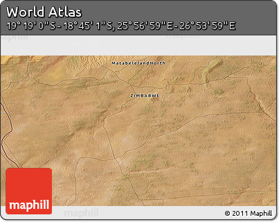 Satellite 3D Map of the Area around 19° 2' 1" S, 26° 25' 29" E