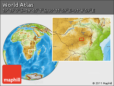 Physical Location Map of the Area around 19° 2' 1" S, 30° 40' 29" E