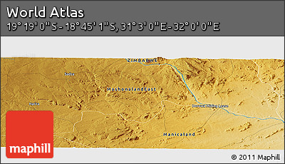 Physical Panoramic Map of the Area around 19° 2' 1" S, 31° 31' 29" E