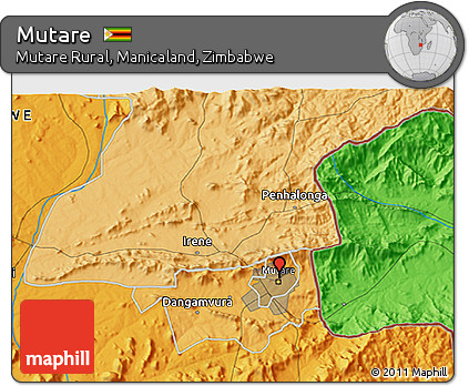 Political 3D Map of Mutare